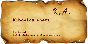 Kubovics Anett névjegykártya